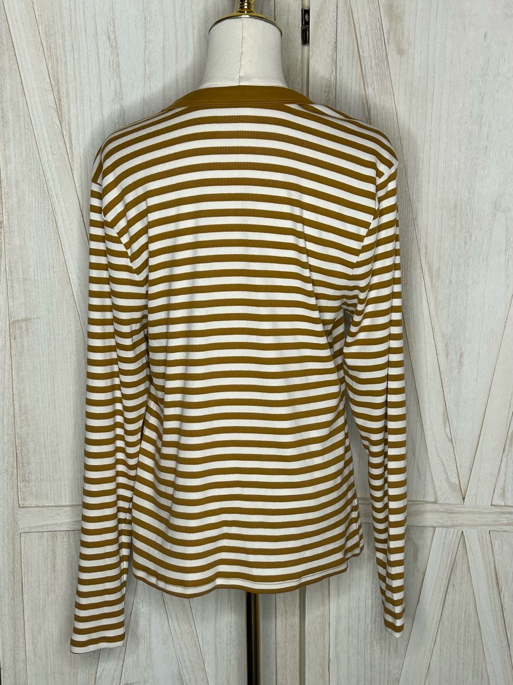 Old Navy Snug Crew Neck Striped Long-Sleeve Tee Earthy Normcore NWT Sz XL Fitted - Picture 3 of 12
